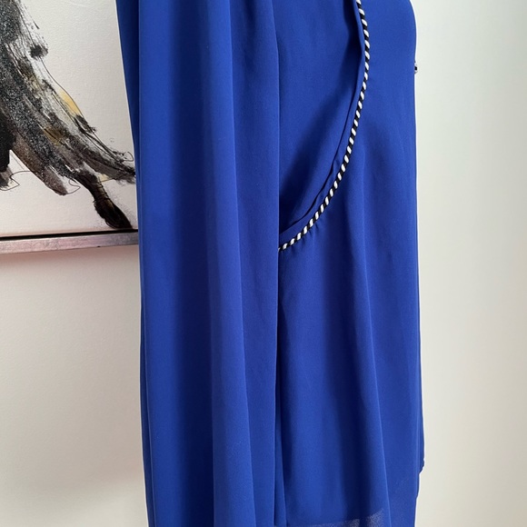 J. Crew Royal Blue Chiffon Trim Top Long Sleeve Blouse Size 4 - Picture 7 of 10